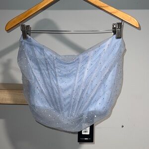 Fashion nova blue rhinestone corset‎ top NWT